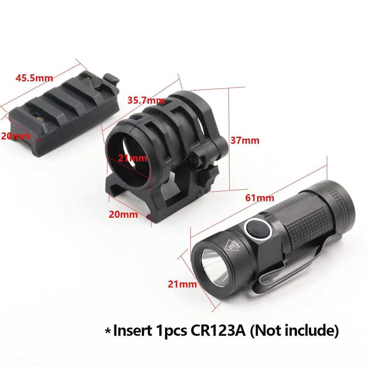 3pcs/set Anti-seismic Strong Light Flashlight Outdoor Cam Tactical Hunting Flashlight Fit on helmet (Battery Not Included)XJ250303