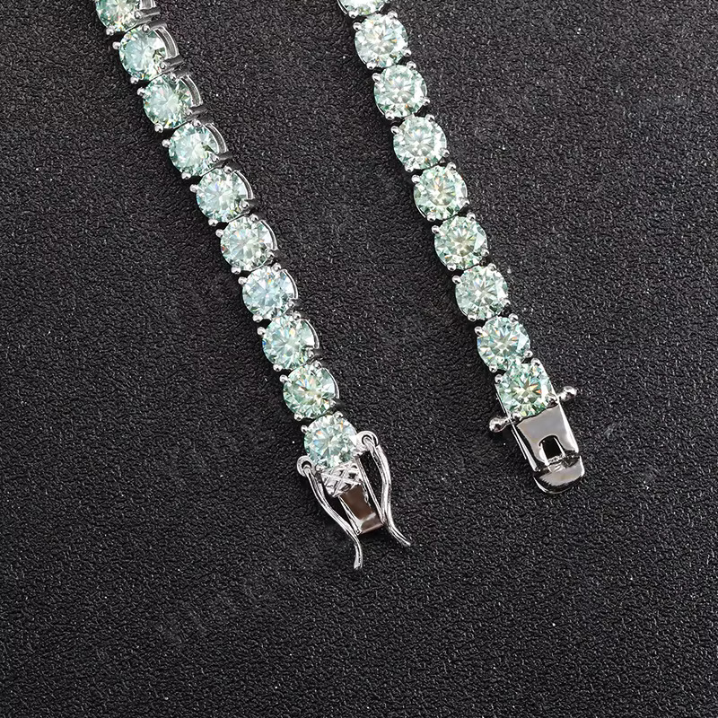 Trendy L-Blue Necklace Jewelry Gold Plated Sier Dia VVS Moissanite Tennis Chain