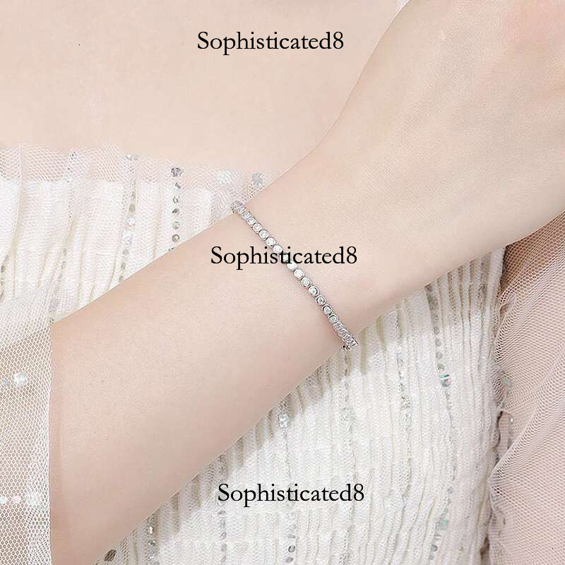 KNOBSPIN 2mm Moissanite Tennis for Woman Men Hip Hop Chain with GRA 100% Sterg Sliver White Gold Plated Bracelet