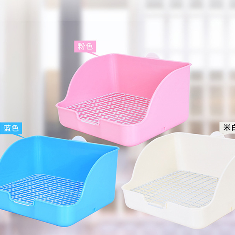 PP Plastic Rabbit Litter Box Rectangular Pet Toilet Chinchillas Bunny Potty Trainer Corner Small Animal Litter Pee Pan
