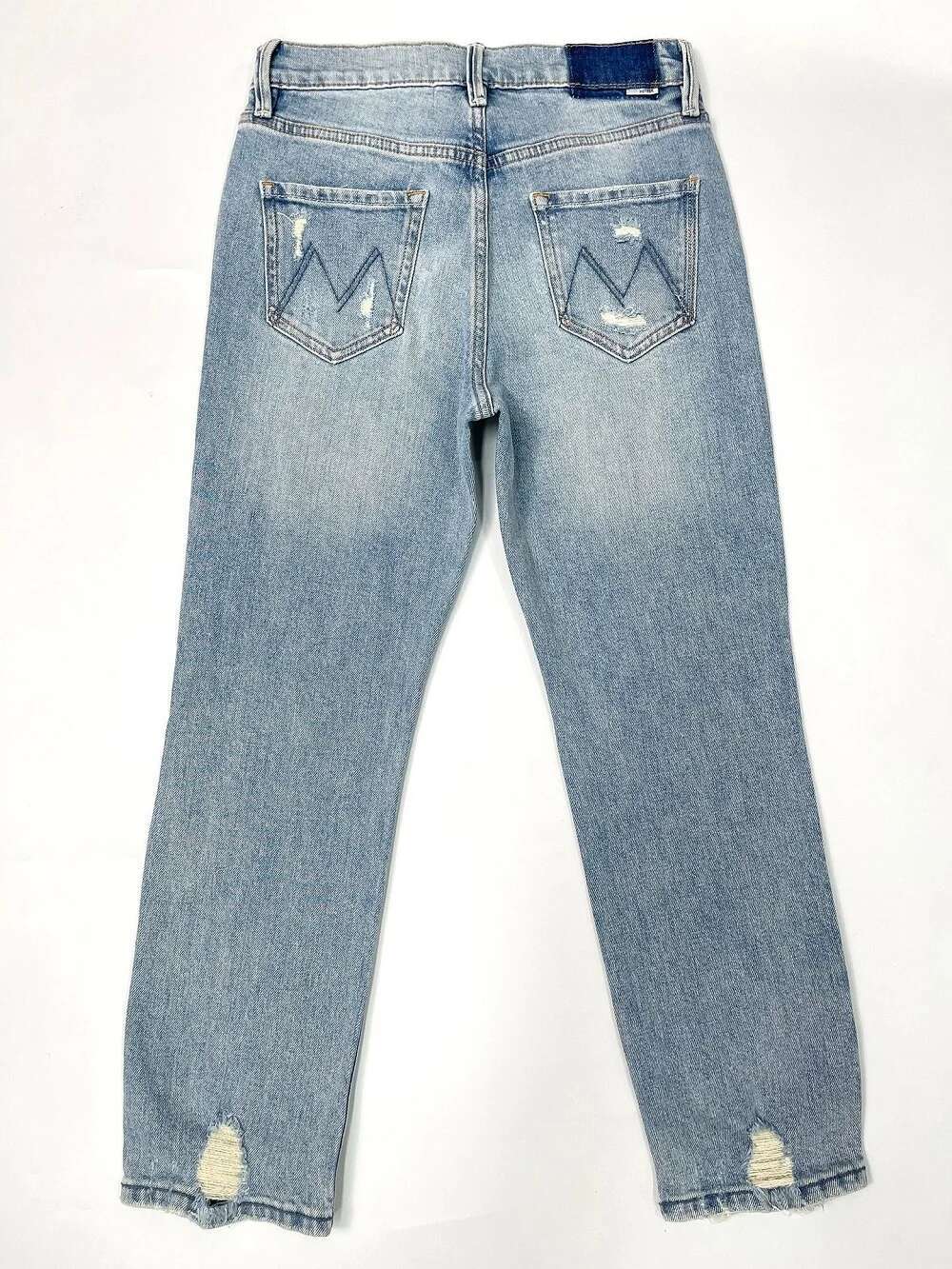 Women's High Waist Washed Damaged Destroyed Hole Stretch Retro Jeans Casual Fashion Light Blue Denim Pants