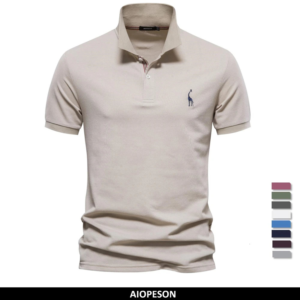 AIOPESON Mens Polo Shirts Cotton Polo Shirts for Men Short Sleeve High Quantity Solid Polo Men Summer Clothing 250304