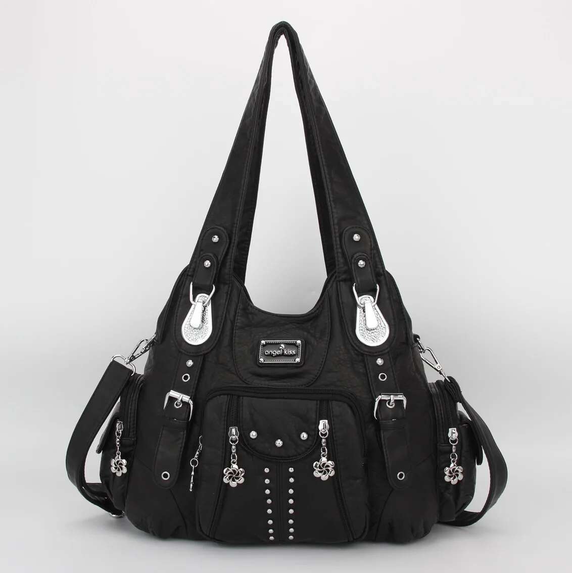 Angelkiss Fashion Handbags Women Bags PU Leather Handbag Female Satchel Big-Capacity Shoulder Purse Bag Bolsa Feminina