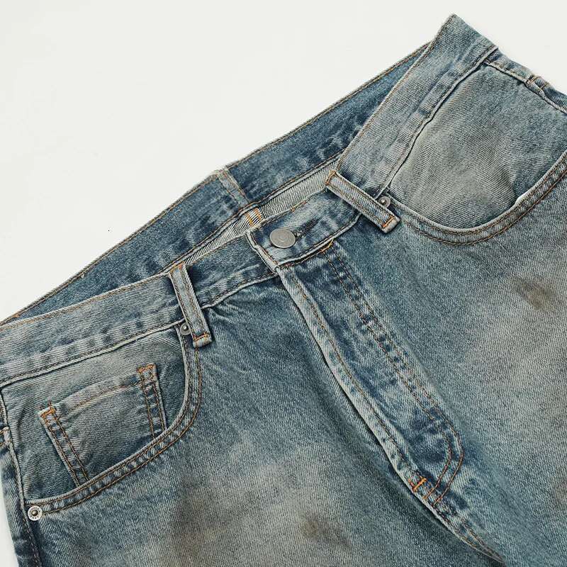 UPRAKF Straight-Leg Pocket Wide Leg Jeans Distressed Pants Casual Denim Autumn Fashion Basic High Street
