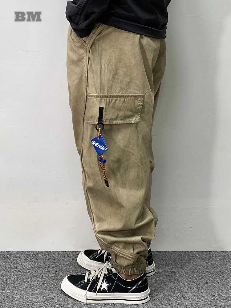 High Quality Vintage Khaki Cargo Pants Streetwear Plus Size Mens Clothing Harajuku Casual Joggers Korean Fashion Baggy TrousersXJ250303