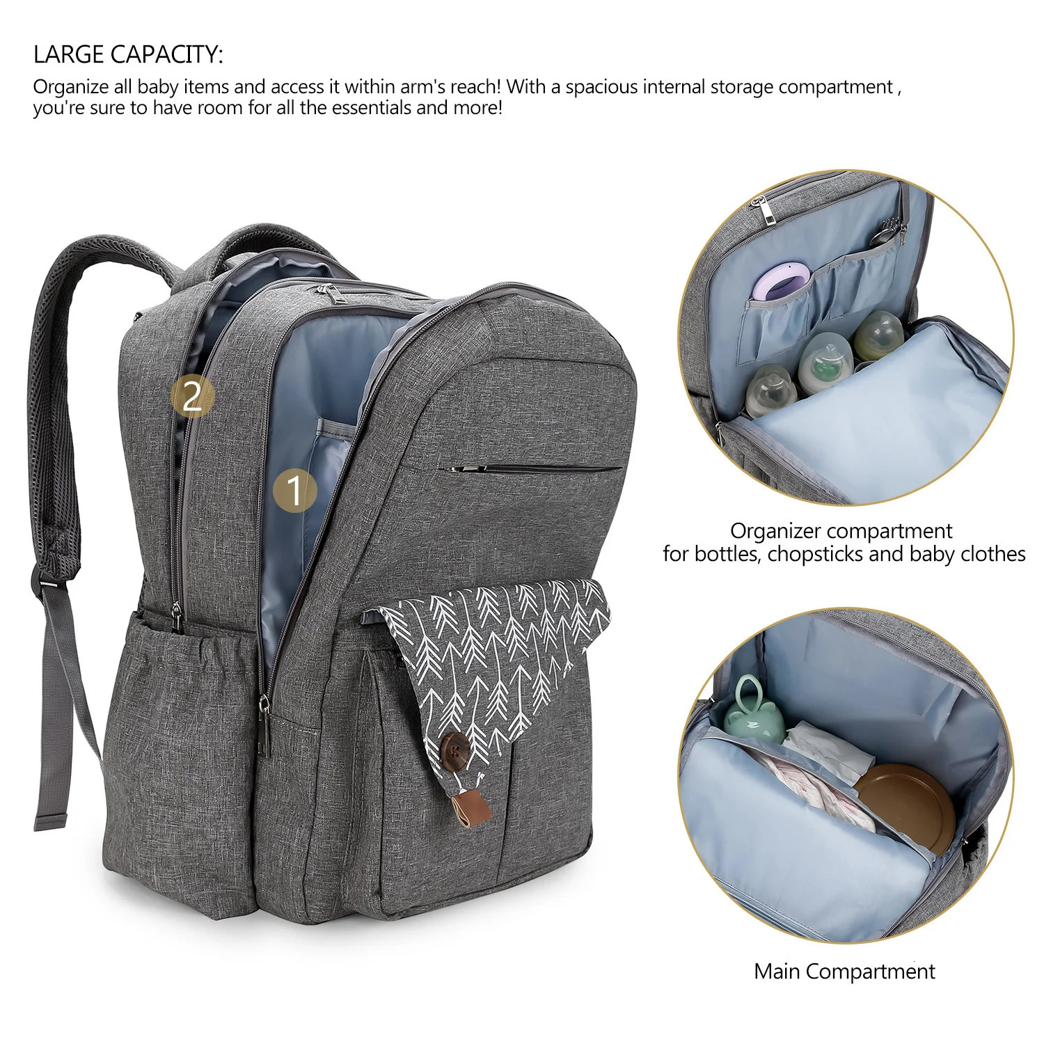 Baby diaper bag baby diaper bag multifunctional waterproof travel backpack 250304