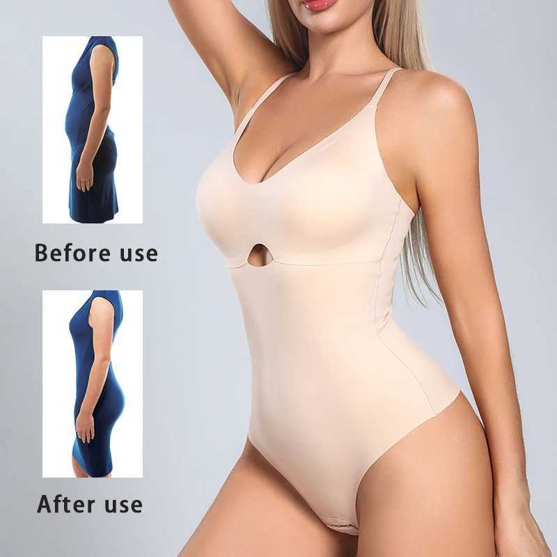 Seamless womens one-piece solid bodysuit with adjustable shoulder straps 4 rows and 3 buttons crotch areaXJ250304
