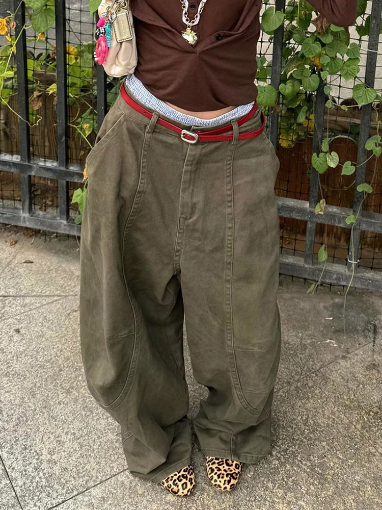 WCFCX STUDIO 2025 High Street Y2K Wide Leg Jeans Harajuku Retro Loose Jean Fashion Casual Wideleg Pants 250227
