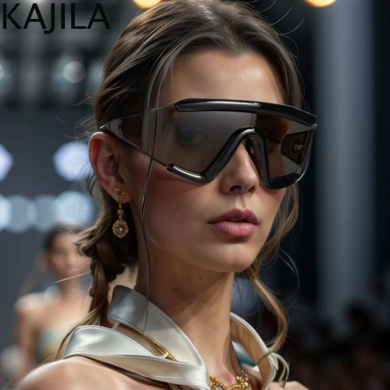 Oversized Y2K Punk Shield Mask Sunglasses Women 2025 Brand Steampunk One-Piece Sun Glasses For Ladies Sports Goggle Men