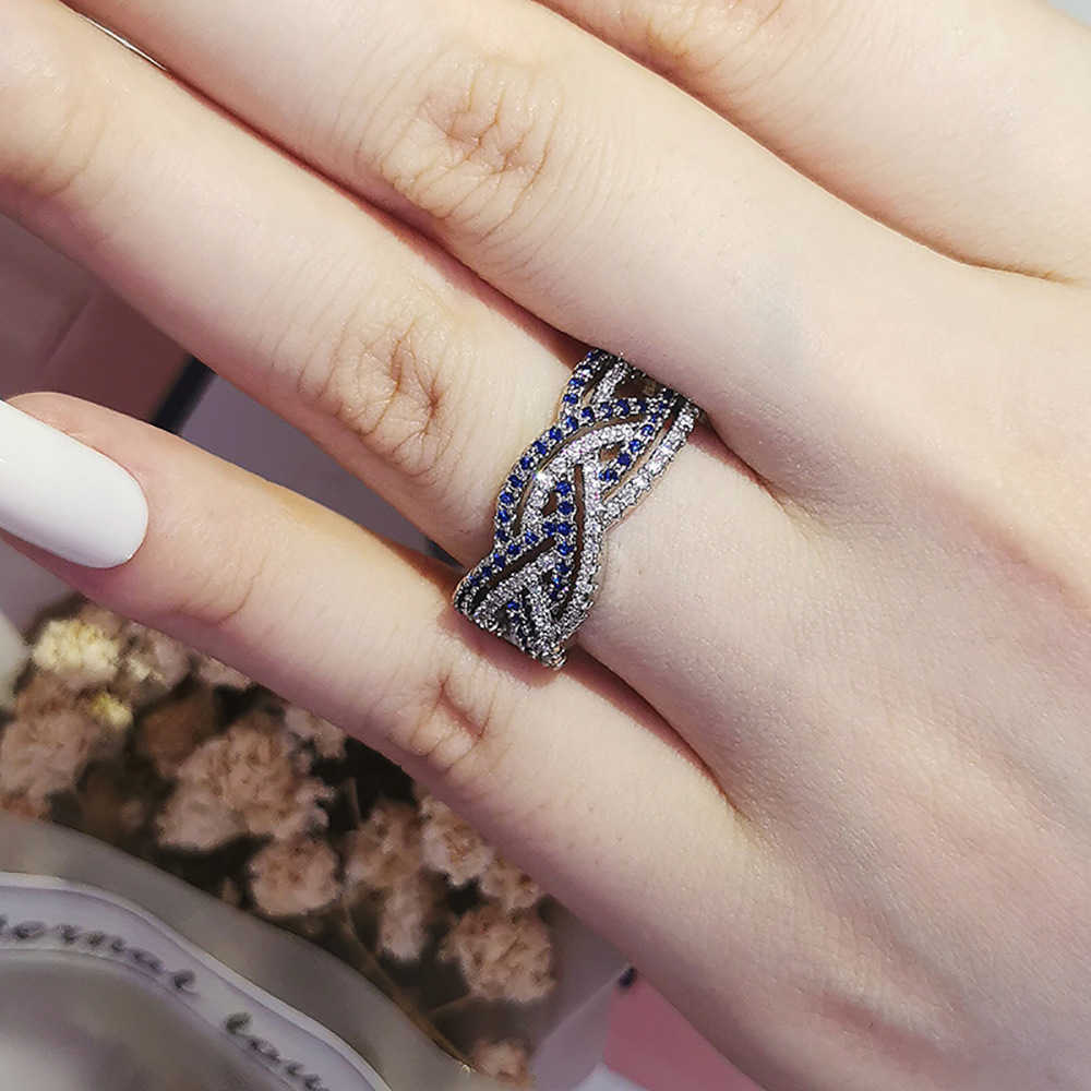 Couple Rings Xun New Womens Double Row Micro Inlaid Two tone Zircon Ring Real Gold Color Preserved Fashion Accessory r6168 H25303