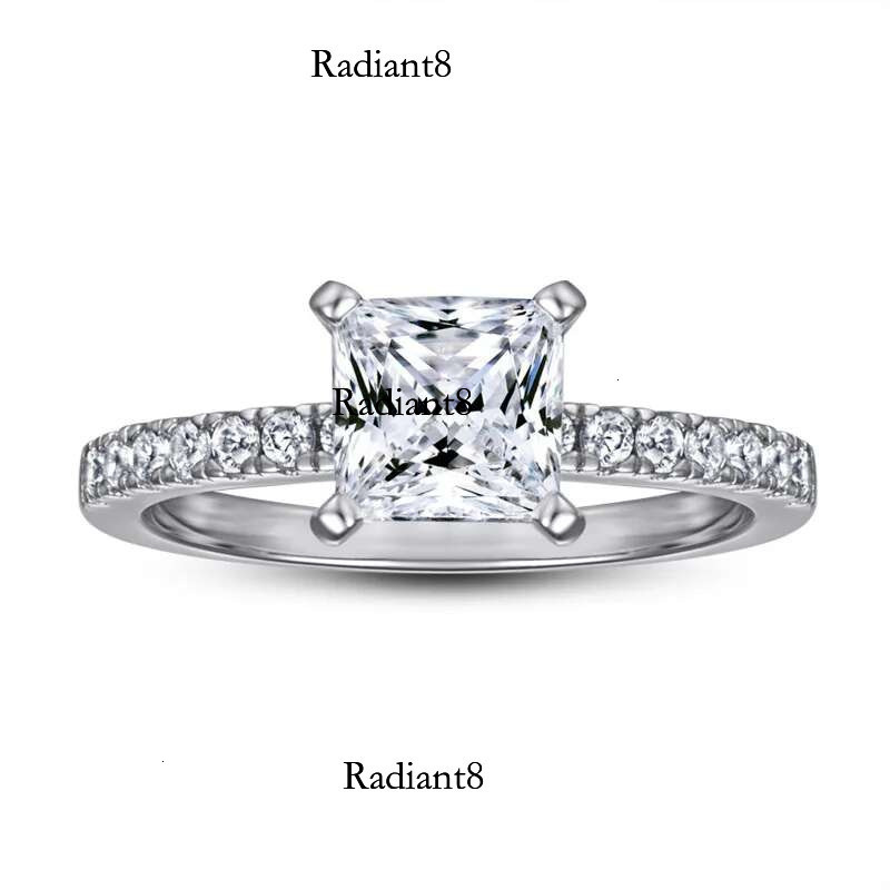 Certified Princess Moissanite Engagement Ring 1.2ct Colorless VVS Dia Bridal Proposal Rings Sterg Sier Weddig Band