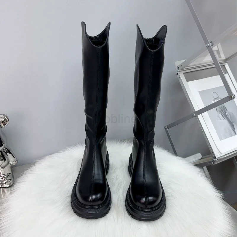 Wen Boots Knee High Boots for Wen Mid H Motorcycle Goth Shoes Trend Fion Designer Wen Botas Z250304