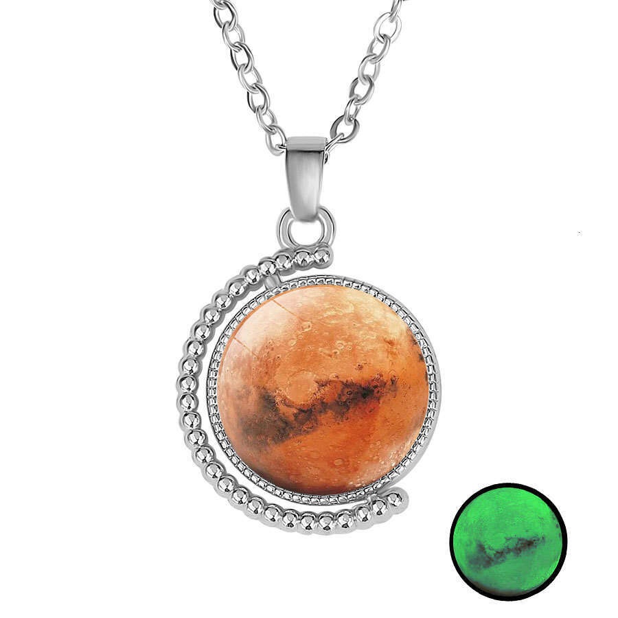 Eight Planets Double sided Rotating Pendant Creative Universe Solar System Guardian Starry Sky Luminous Necklace