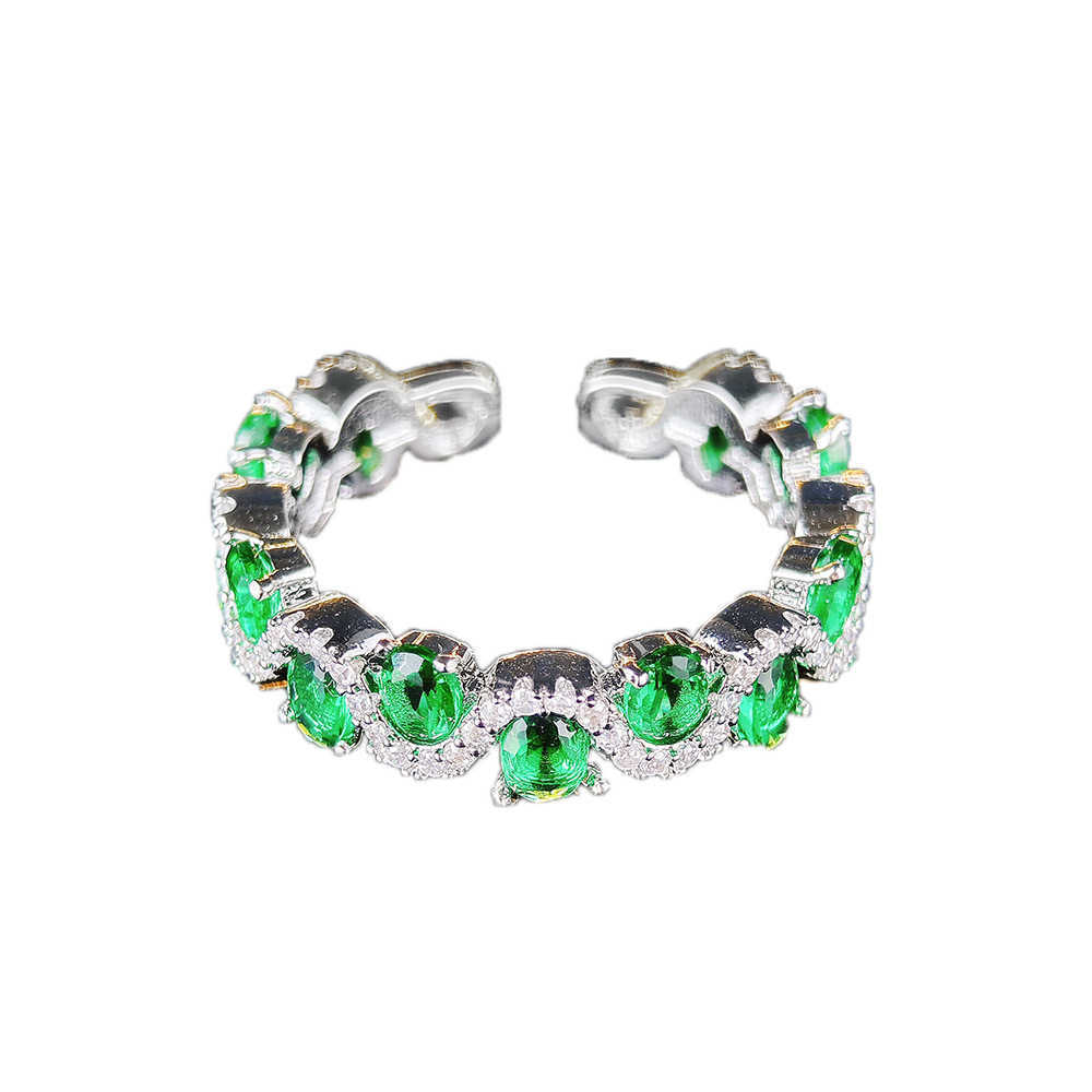Couple Rings Fashionable new green zircon ring with high appearance simple and elegant temperament r8417 H25303