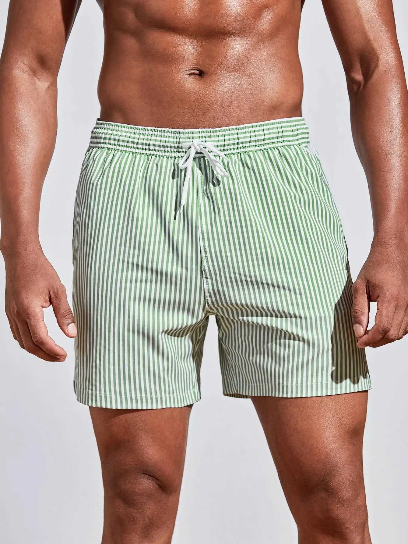 New 3d Line Splicing Mens Sports Shorts For Summer Casual Soft Personalized Breathable Holiday Polyester Beach SurfingT250304