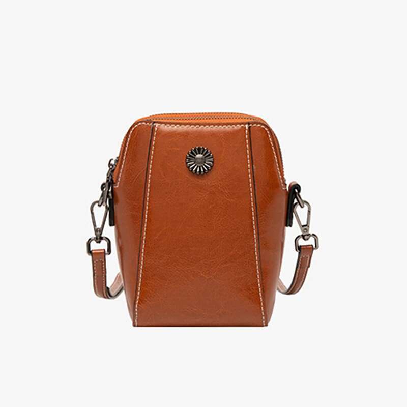 2 Layers Cowhide Genuine Leather Mini Shoulder Crossbody Bags For Women Trend Designer Cellphone Ladies Handbags