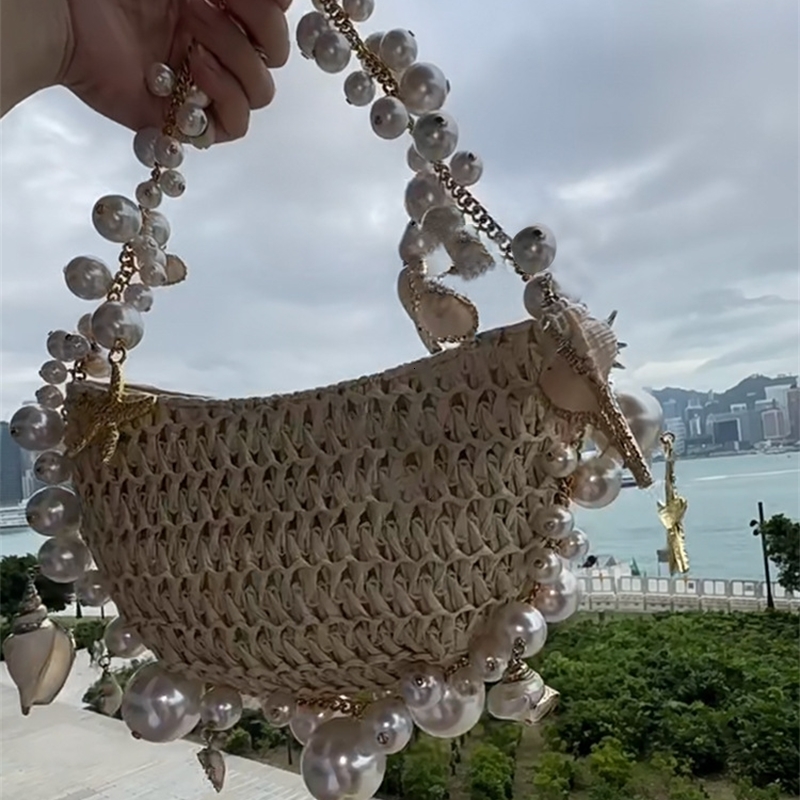 Lady Evening Bags For Women y ner Handbags And Purses In Woven Chain Beaded Trim Shoulder Bag w250303