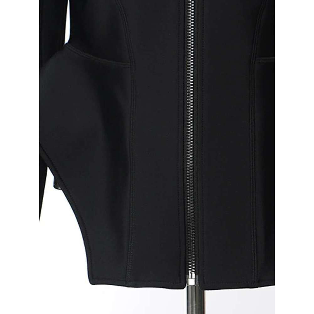 Fashion Women's Coat Lapel Zipper Waist Retraction Black Slim Personalized Cutting Jackets Autumn 2025 New Tide 7Ab4729