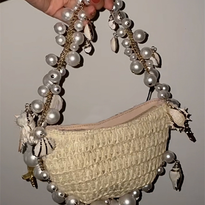 Lady Evening Bags For Women y ner Handbags And Purses In Woven Chain Beaded Trim Shoulder Bag w250303