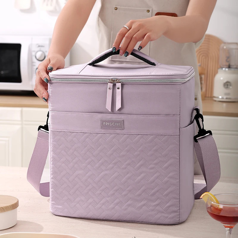 Womens portable lunch bag large double-layer lunch box suitable for work double-layer insulation and leak proof lunch box 250228
