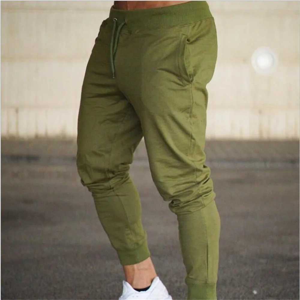 2024 Fashion Men Gyms Pure color Pants Joggers Fitness Casual Long Pants Men Workout Skinny Sweatpants Jogger Tracksuit TrousersXJ250303