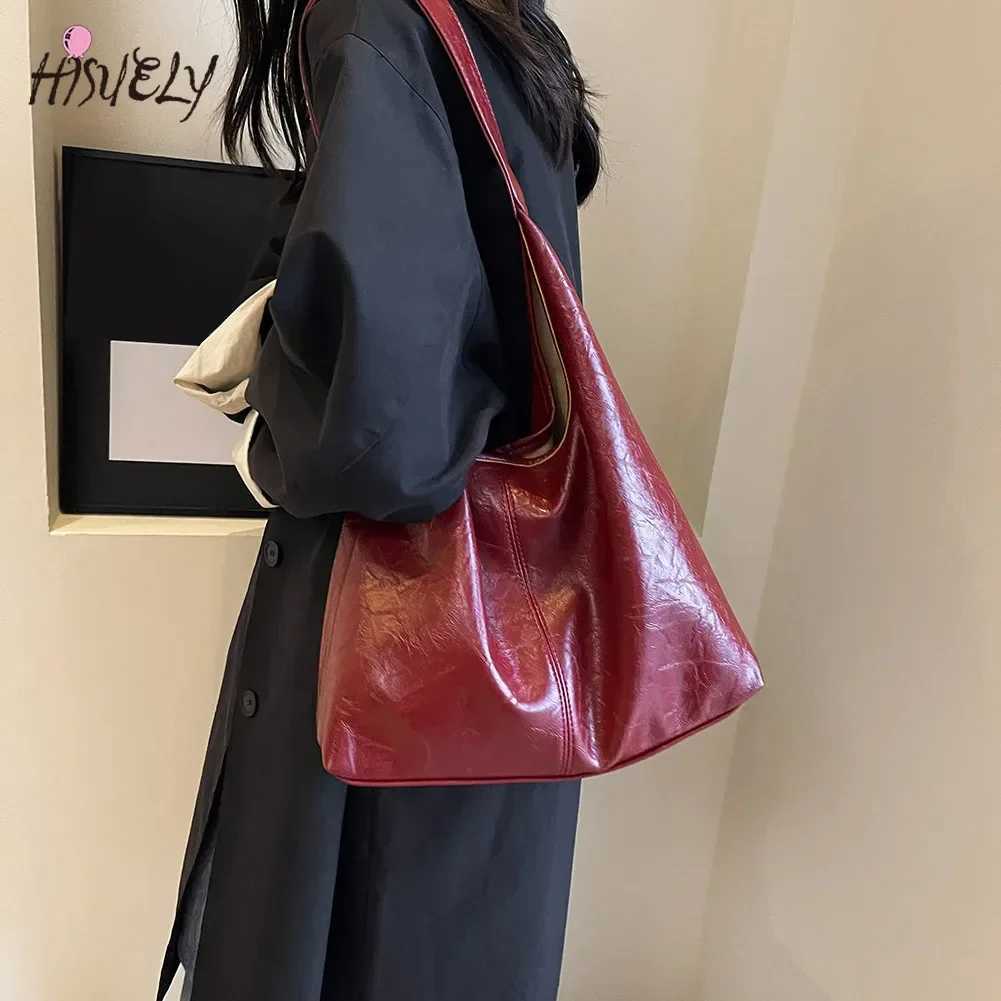 for Women Trend Soft PU Leather Slouchy Underarm Bag Vintage Wine Red Ladies Shoulder Bag Large Handbags 2pcs Tote Bag Z250303