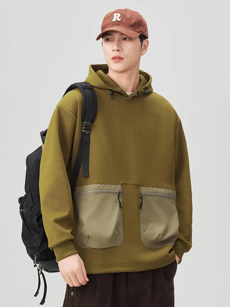 Mens Zip Pockets Hoodies Big Size 8XL 7XL 6XL Long Sleeve Casual Hooded Sweatshirts Sportswear Cotton Loose Pullover Tops 250304