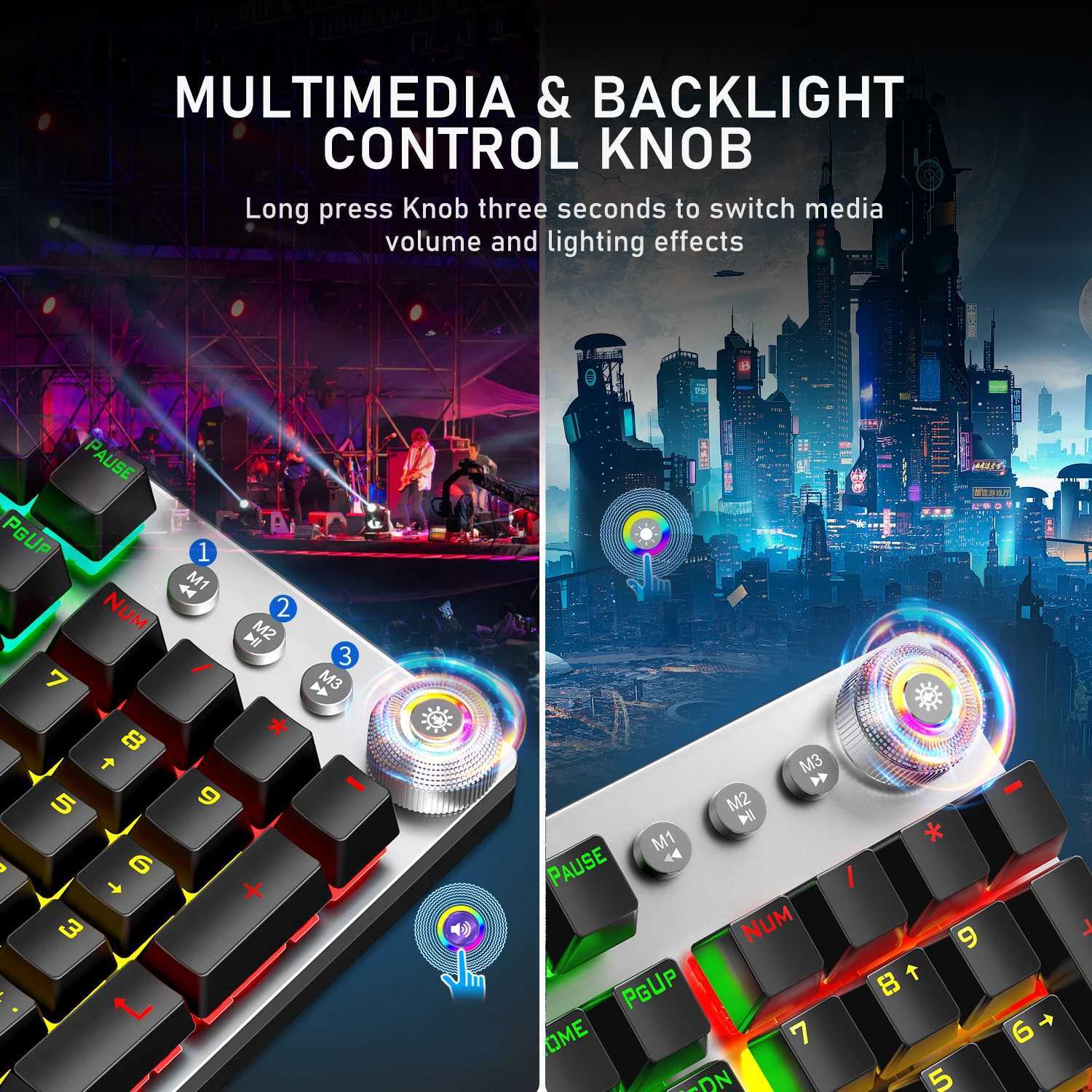 AULA F2088 Mechanical Gaming Keyboard Anti-ghosting 104 Brown Blue Switch Wired Mixed Backlight Keyboard for Game Laptop PC Z250304