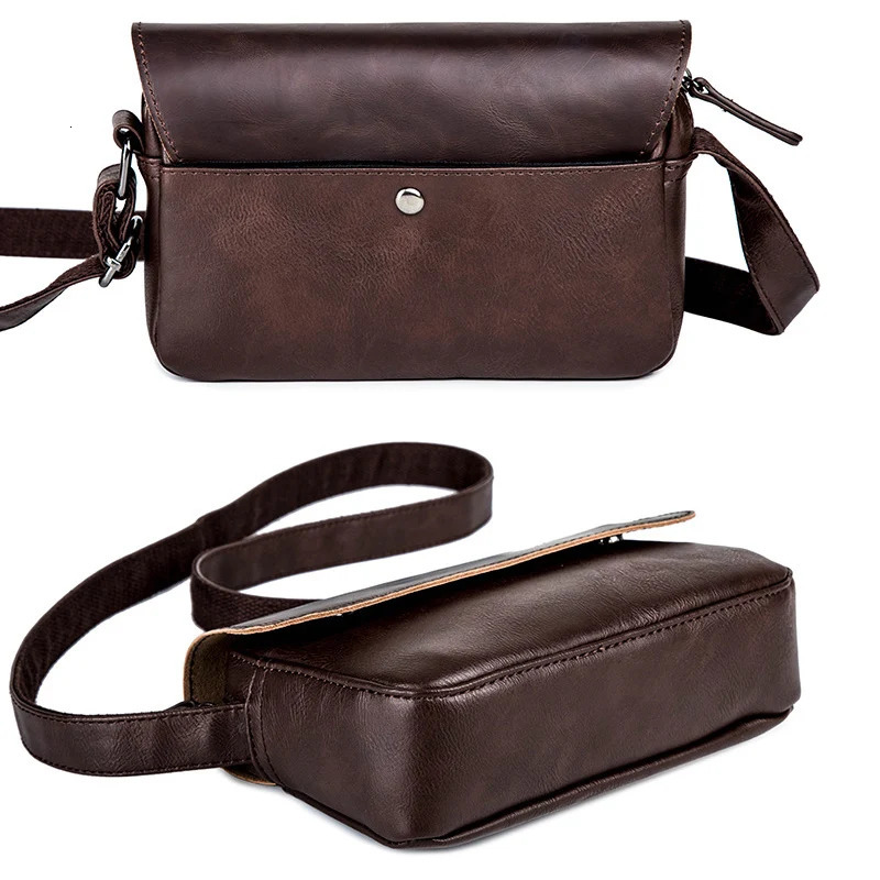 Japanese Style Men Chest Bag Mini Shoulder Bag PU Leather Retro Male Business Crossbody Bags Mens Bag 250303