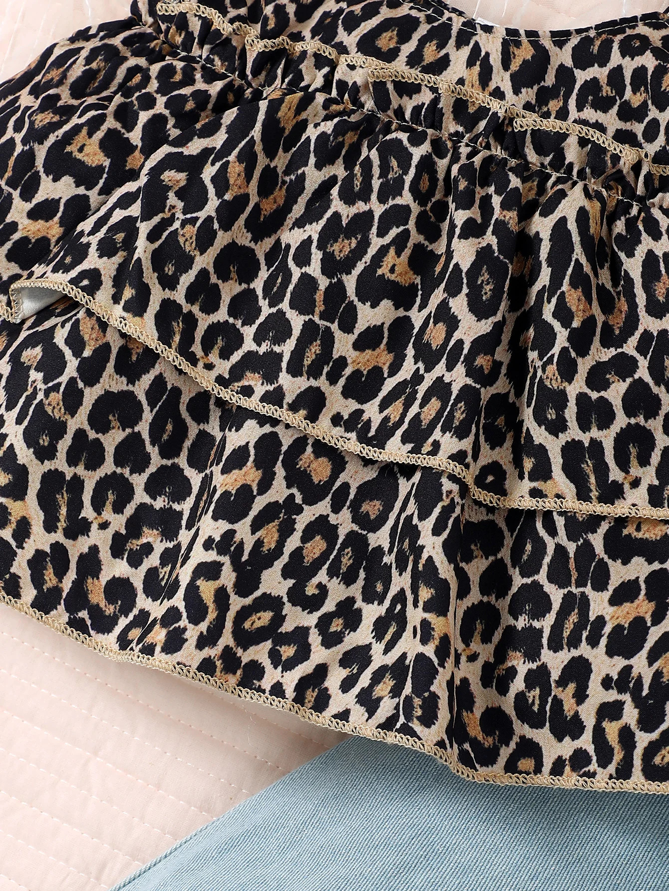 3Pcs Toddler Girl Set Leopard Bow TopBlue jeansHeadband 0-3 year old girl summer fashion European and American style clothing 250304
