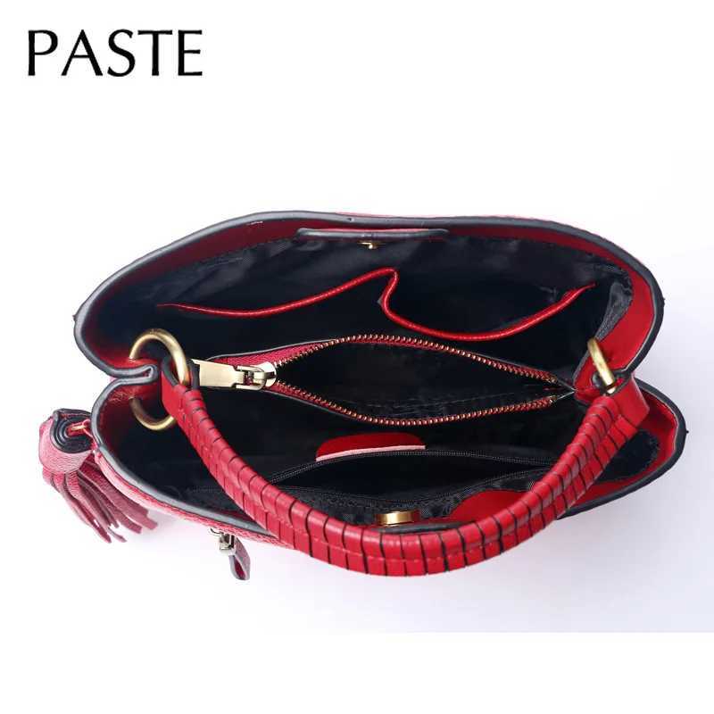 New Serpentine Pattern Cow Leather Fashion Bucket Bag Burgundy Red Luxury Womens Handbag Festive Day Ladies Shoulder Bag Z250303