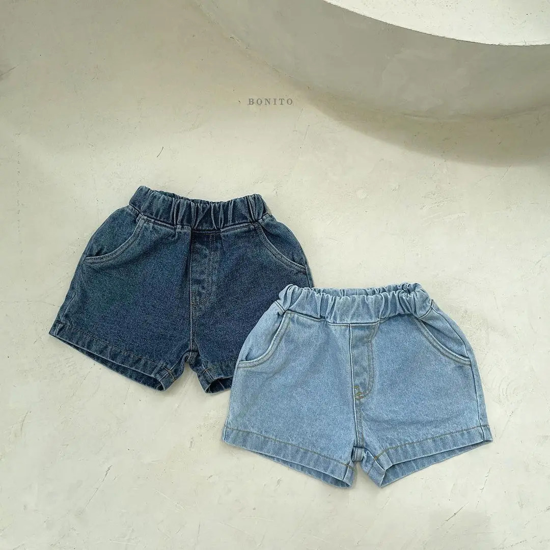 Summer Kids Denim Shorts Solid Toddler Boy Short Jeans Fashion Girl Cotton Mid Pants Loose Kid Casual Short Trouser 250304