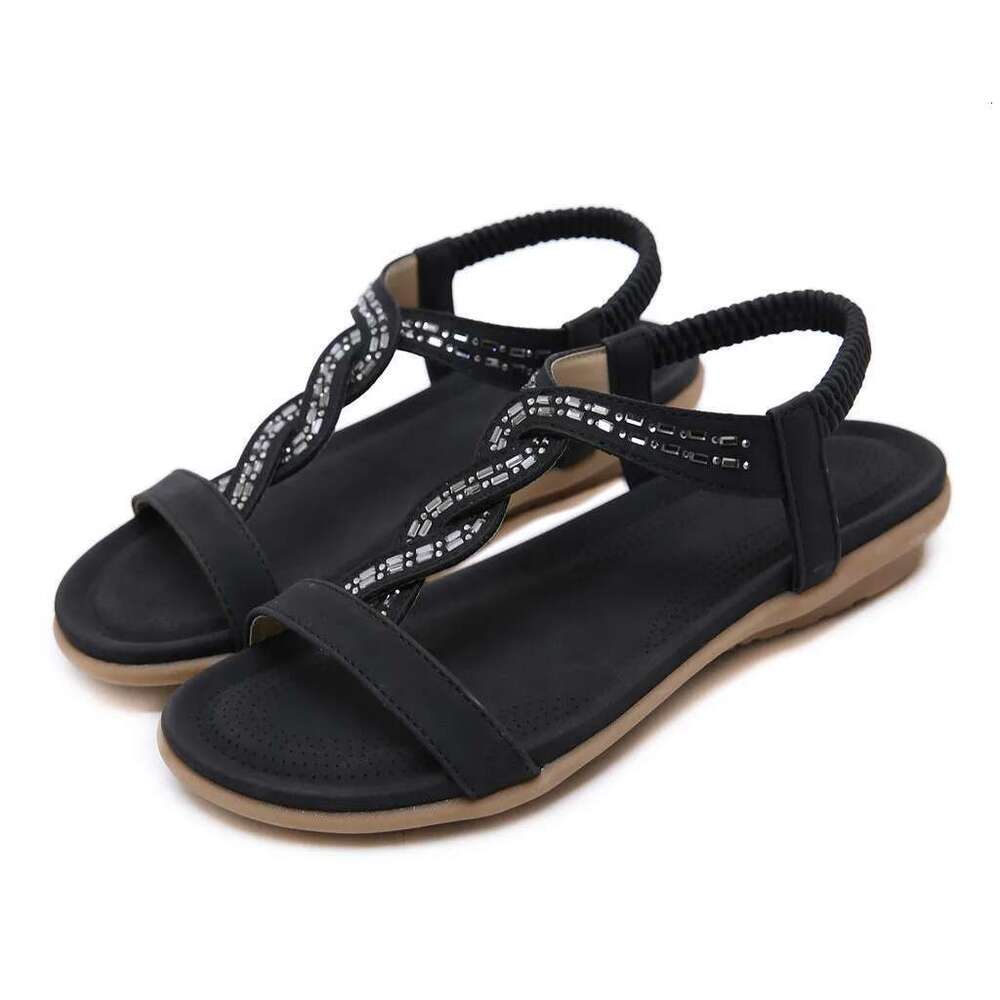 Summer Shoes Sale Women'S Open-Toe Sandals Bohemian Rhie Flat Elastic Band Beach Shoe Tenis De Mujer