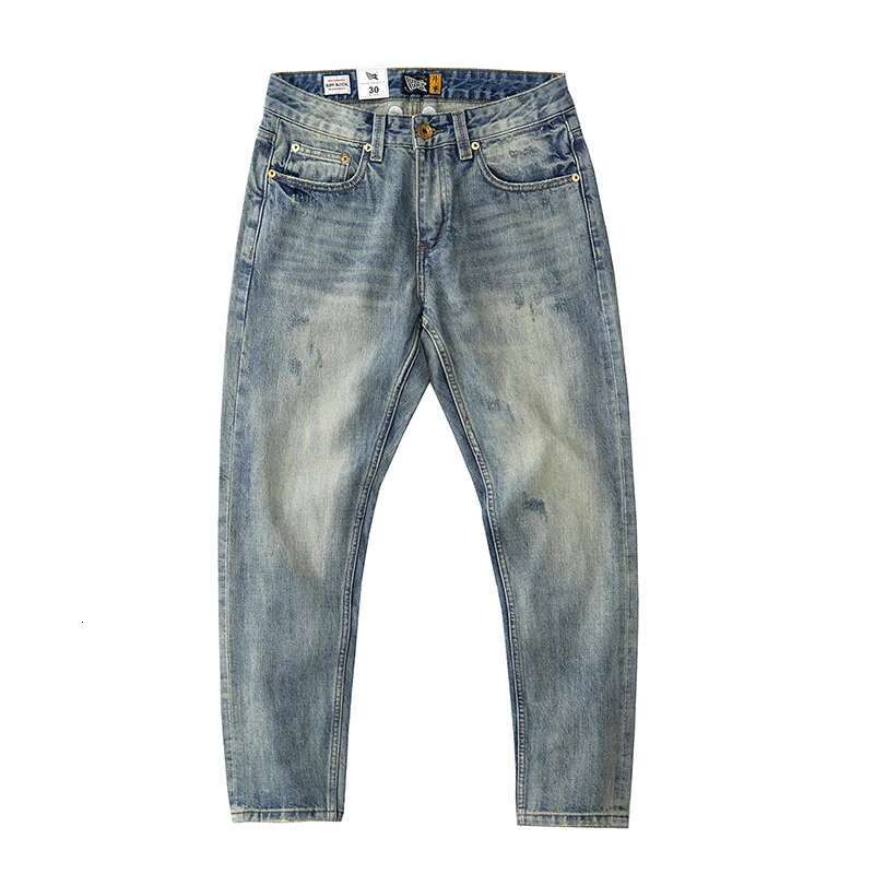 14Oz Heavy Red Tannin Small Straight Leg Red Jeans Men Washed To Make Old Pure Cotton Retro Casual Long Pants