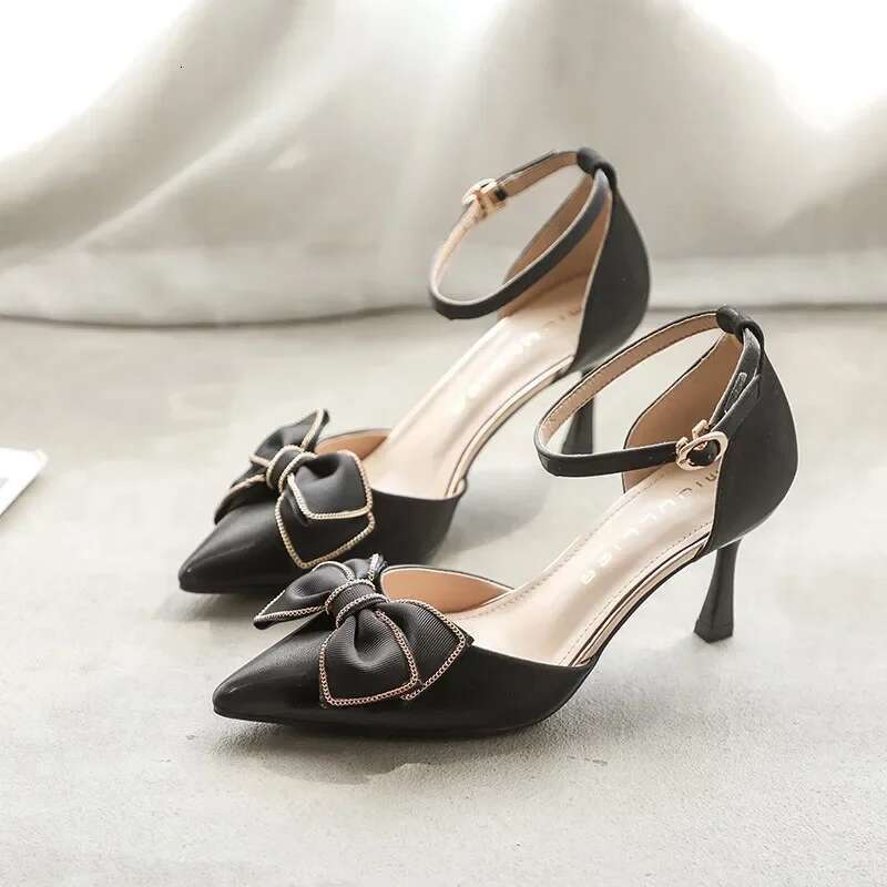 New Medium Heel Heels Womens Shoes Trend Pointed Toe Butterfly Stilettos Elegant Dress Weddings Bridal Party White Designer