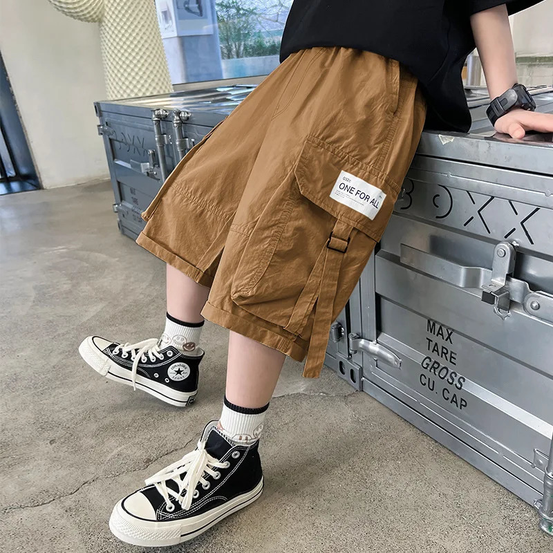 Boys Short Pants Children Clothes Summer Classic Soft Cotton Casual Pockets Cargo Shorts Teen Jogger Fashion Clothing 250304
