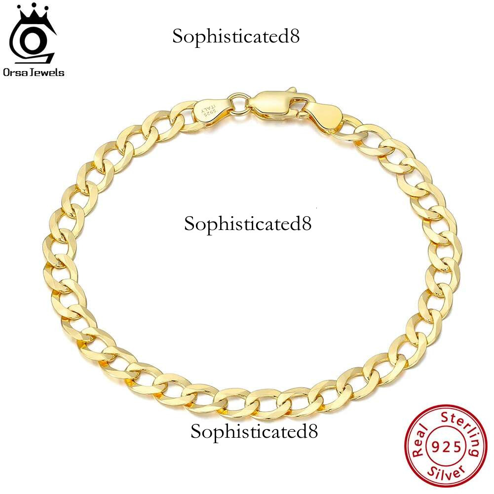 ORSA JEWELS Sterg Sier 3mm/5mm Dia-Cut Cuban for Women Men Fashion k Chain Bracelet Jewelry SB123