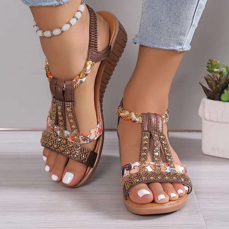 New Bohemia 2025 Rhies Women Wedge Casual Platform Sandals Female Peep Toe Summer Outdoor Beach Shoes