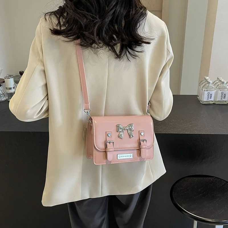 Luxury Women Brand PU Leather Contrast Color Crossbody Bag Casual Lock Sweet Flap Messenger Bag Y250303