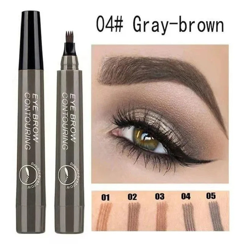 4 Point Eyebrow Pencil Waterproof Liquid 3D Eyebrow Pen Makeup Long Lasting 4 Fork Tip Cosmetic Microblade Brow Pencil 250222