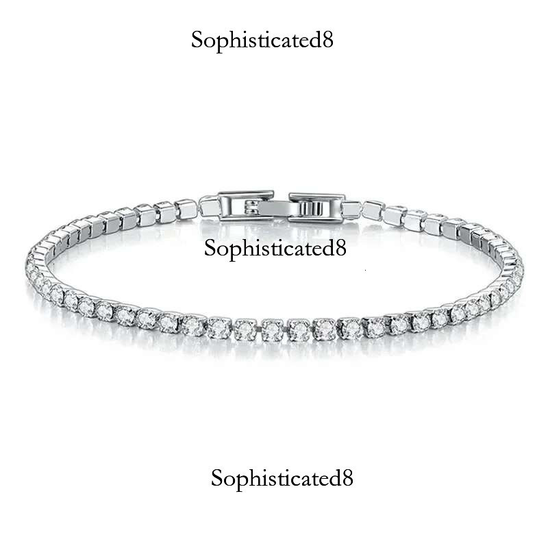 New Sterg Sier Fashionable Hip Hop Style Classic Full Zircon Tennis Shining Exquisite Bracelet DIY Couple Gift