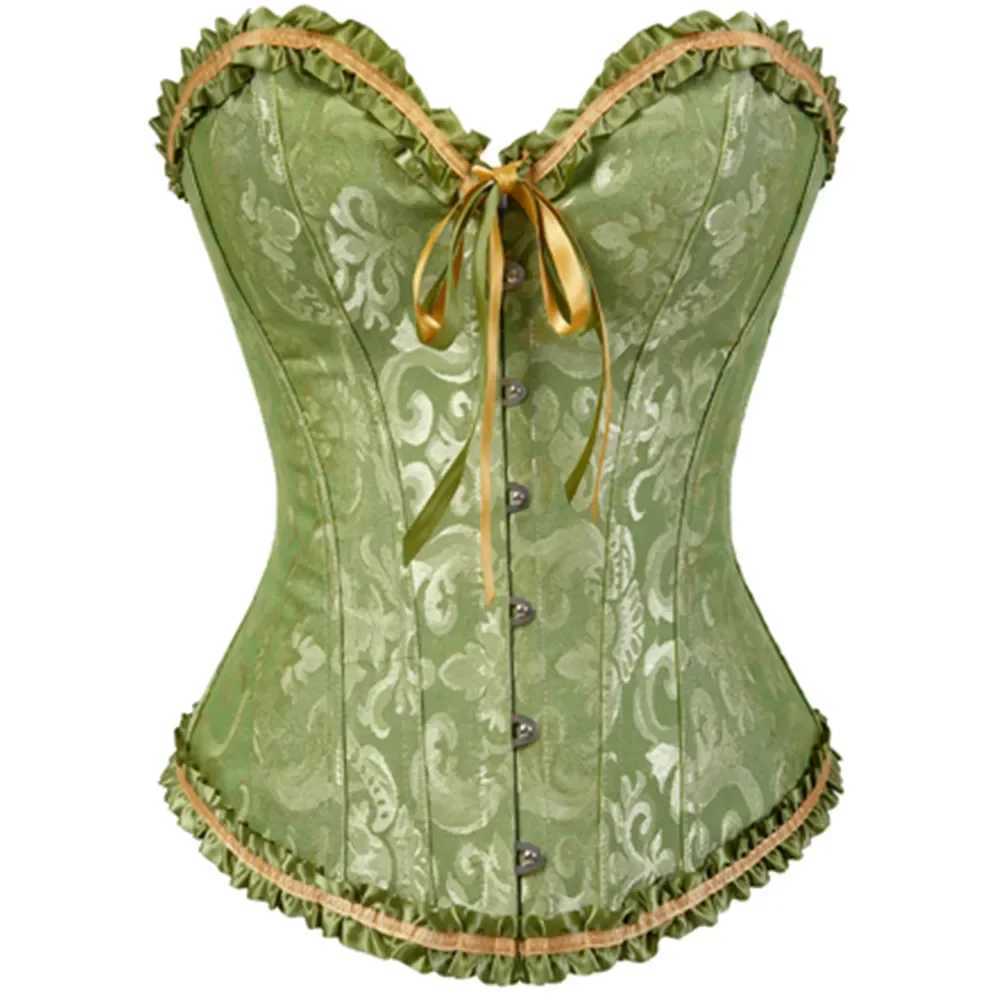 Sexy Bustiers And Corsets Floral Lace Tops For Women Vintage Corset Gothic Overbust Satin Jacquard CorsetXJ250304