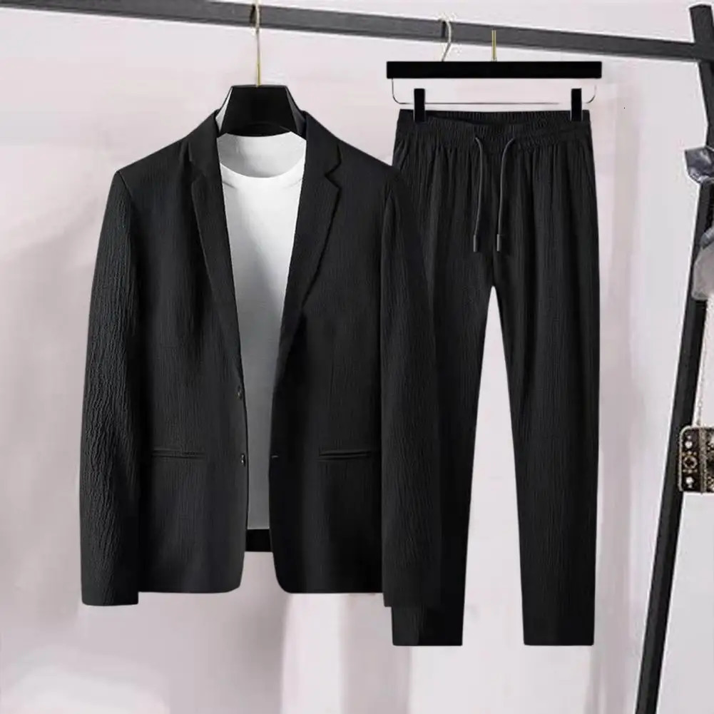 Spring Summer Fashion Suit Men Long Sleeve Highend Casual Slim Handsome Two Pieces Set Thin Jacket And Pants 250224