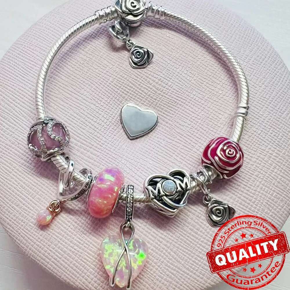 2025 New Mother's Day Series 925 Sterling Silver Heart Rose Charms Beads Infinity Rose Heart Dangle Charm Fits Necklace Bracelet DIY For Mom Jewe