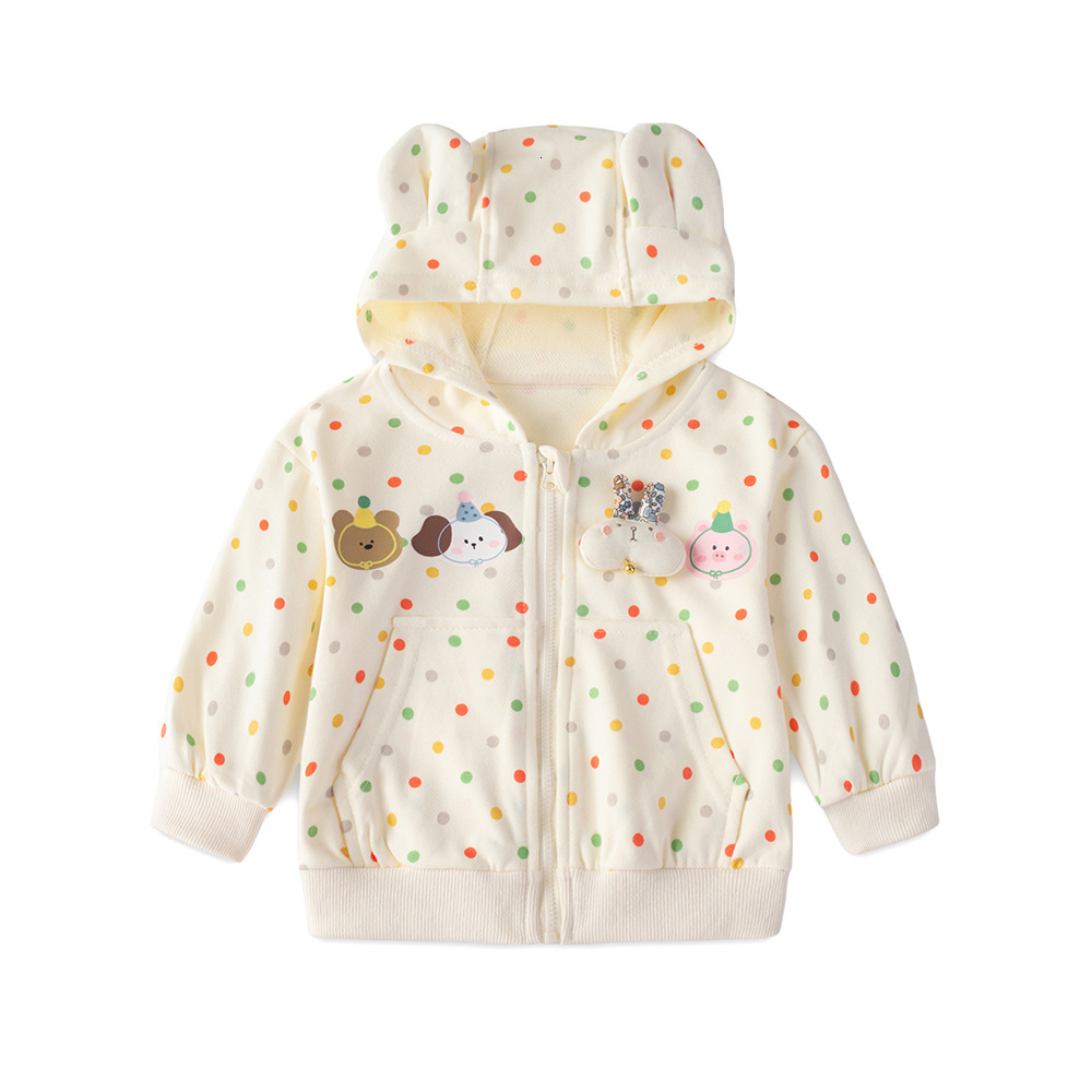 Ddmyshoesvip Children Hooded Sweatshirt Spring And Autumn Clothing New Style For Baby Girls Korean Version Polka Dot Cardigan Stylish Children Jacket