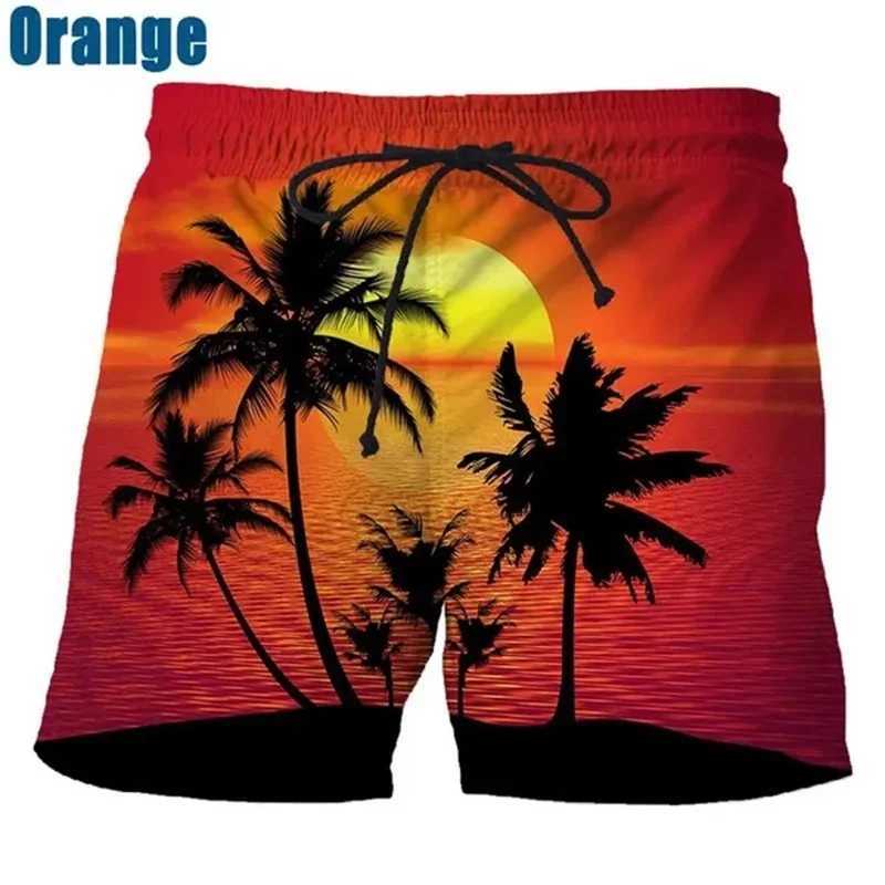 Coconut Tree Hawaiian Beach Shorts 3D Printing Summer Mens Casual Swimming Shorts High Elastic Quick Dry Swim TrunksT250304