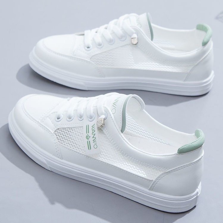 2025 new summer thin mesh breathable single student flat bottom casual designer women's shoes round toe easy to match women's white sports s