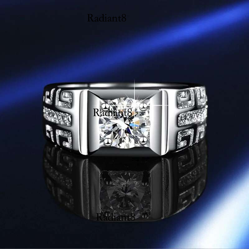 PureMax D Color Copper Plating Gold Simple Moissanite For Engagement Wedding Men Ring with GRA