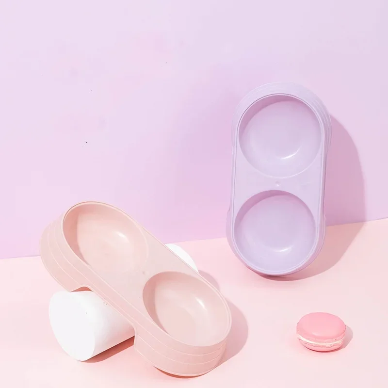 Cat Bowl Pet Double Bowl Cat Bowl Macaron Candy Color Pet Feeding Bowl Export Quality Macaron Color Pet Bowl