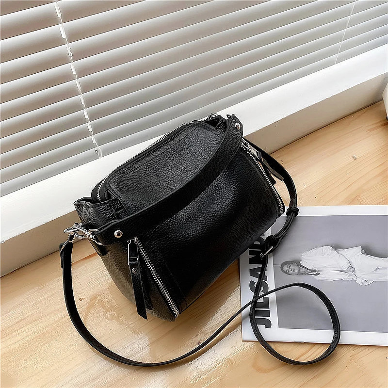 Handbag Genuine Leather Shoulder Crossbody Bags High Quality Natural Cowhide Female Messenger Tote BLck 250303